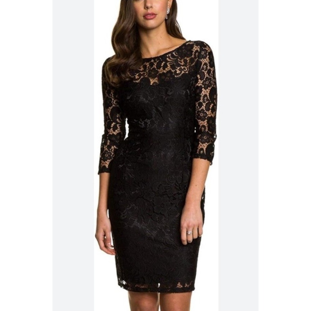 Le Chateau Black Lace Cocktail Dress Size XL Made In Canada - Picture 1 of 9